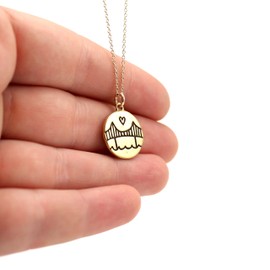 Mark Poulin Small Gold Dipped Sterling Silver Golden Gate Bridge Necklace on 18 inch Gold Filled Chain for Women and Girls