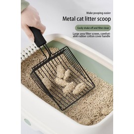 Cat Litter Scoop Metal Cat Litter Scoop with Handy Handle, Hole Spacing 7 mm, Cat Scoop for Cat Litter Box Scoop, Cat Litter Scoop