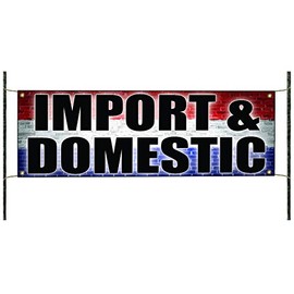 Import & Domestic Auto Repair Mechanic Car Workshop Vehicle Maintenance Engine Oil Check Brake Maintenance Novelty Indoor Outdoor Vinyl Banner Sign 24" x 72"