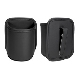 Leather Car Cup Holder Organizer (2-Pack) | Anti-Sag Clip On Drink Cupholder for Back Seat, Car Side Door, Headrest | Premium Extra Automotive Cup Holders for Water Bottles, Tumblers & Coffee Mugs