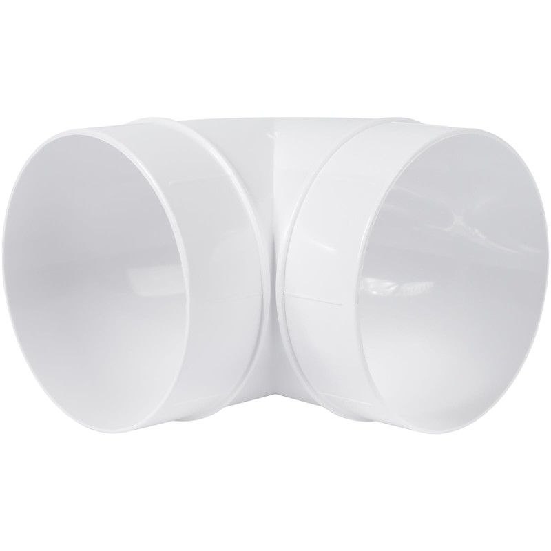 ECOPRO VENT 4-Inch White Plastic 90-Degree Elbow Duct Fitting for