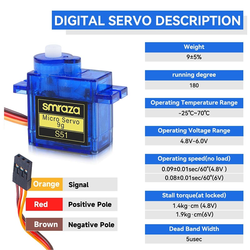 Smraza 12 Pcs SG90 9G Micro Servo Motor Kit for