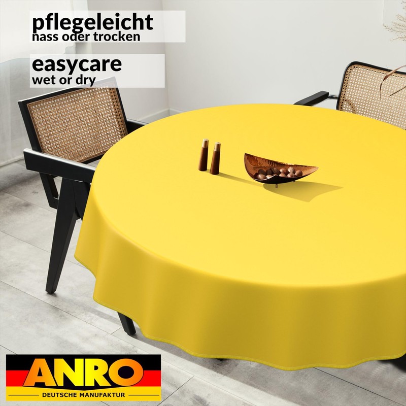 ANRO Oilcloth Tablecloth, Washable, Oilcloth, Garden Tablecloth, Outdoor, Indoor, Round,