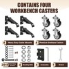 SPACECARE Workbench Casters kit 600Lbs Heavy Duty Quick Release 2