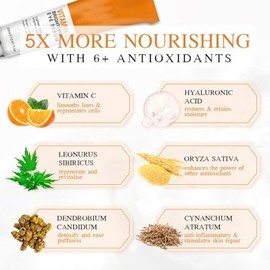 Crema Para Ojos con Vitamina C, Antiarrugas y Antienvejecimiento | Para Ojeras y Ojos Hinchados, Hidratante, Reafirmante, Iluminadora, Crema Para Ojos