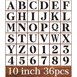 Alphabet Letter Stencils 10inch,Painting Stencil for Wood Letters Numbers Plastic Durable Templates for Furniture Canvas Paper