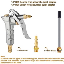 Noosverl Air Gun Air Blower Gun for Compressor Duster, Air Compressor Gun,Dust Airline Gun with Extension Nozzle, 1/4" BSP British & German Air Duster Cleaning Tool