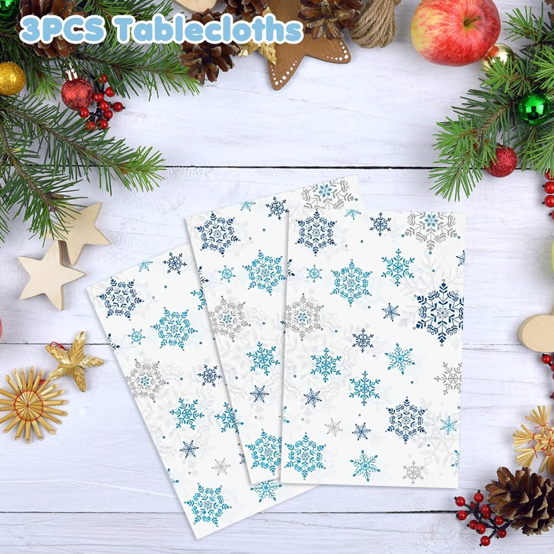 Christmas tablecloth, 3 pieces snowflake tablecloth, Christmas snowflake tablecloth, Christmas