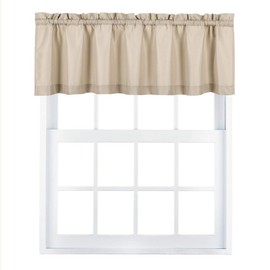 Valea Home Waffle Woven Textured Valance Curtains for Bathroom Water Repellent Window Covering Short Curtain, Taupe, 60 x16 inches, 1 Panel