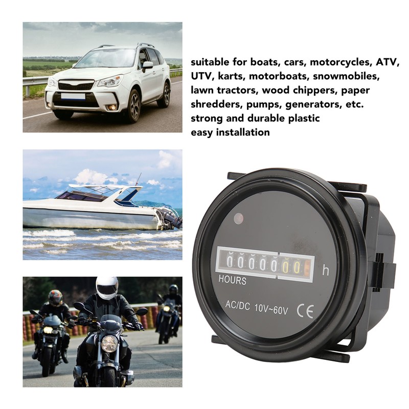 Boat Hour Meter 2.4in Diameter Maximum 99999.99H High Accuracy Mechanical