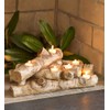 Plow & Hearth Faux Birch Wood Resin Logs Candle Holder