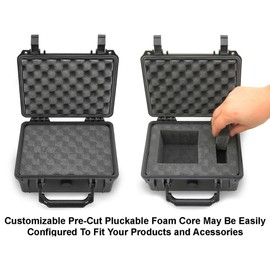 Casematix 9 inch Waterproof Case fits Mobile Projectors, Podcasting Mics, Ultra Compact Mixers, Recorders and More Small Electronics & Accessories up to 6.5" x 4.25" x 3.0" in Customizable Foam Case