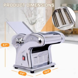 Donext 110V 135w 3 Blades Type Electric Pasta Maker, Household Noodle Making Machine Dough Spaghetti Roller Pressing Machine with 2.5mm Noodle Cutter, Stainless Steel, for Commercial & Homemade Use