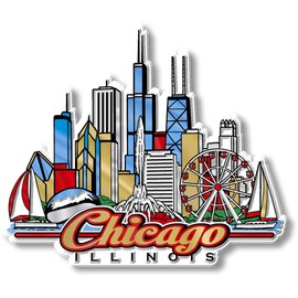 Classic Magnets Chicago City Magnet by Classic Magnets, Collectible Souvenirs Made in The USA, 4.1" x 3.5"