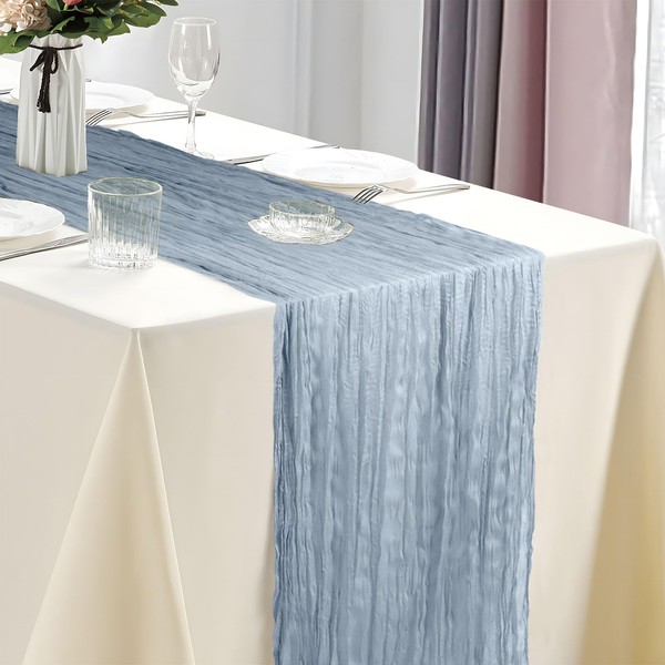 1 Pack Light Blue Cheesecloth Table Runner 90cmX400cm 13Ft Long