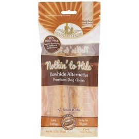 Fieldcrest Farms Nothing to Hide Natural Rawhide Alternative 5'' Rolls for Dogs - 3 Pack (6 Chews) Premium Grade Easily Digestible Chews (Peanut Butter)