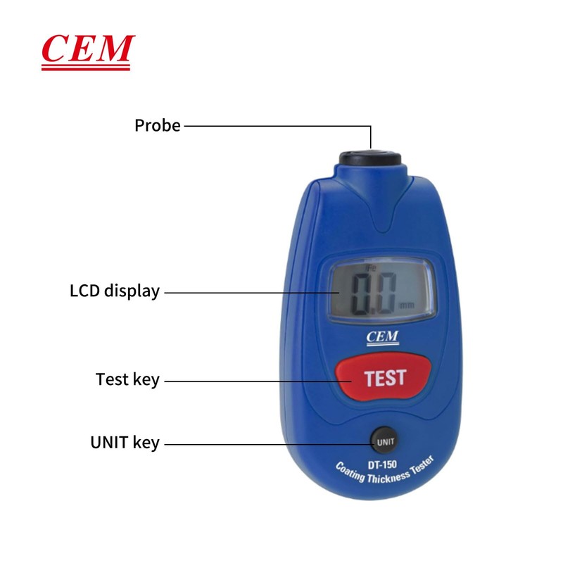 CEM Paint Thickness Gauge,Car Boat Coating Tester with Calibration Plates&Battery,Fe/NFe