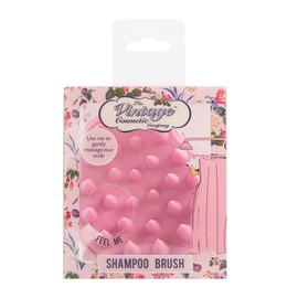The Vintage Cosmetic Company Shampoo Brush Soft Flexible Bristles Gently Massages Scalp Thoroughly Cleanses Shower Accessory Pink Design
