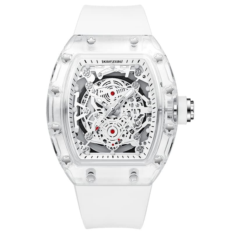 KIMSDUN-Stylish Skeleton Sport Watches, Waterproof, Analog Quartz Date Calendar Wristwatch,