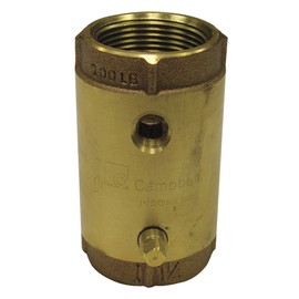 Campbell 1" Spring Check Valve with Taps, Low Lead Brass, FNPT Connection Type 1" CVB-4TLF - 1 Each