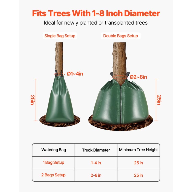 VEVOR Tree Watering Bag Slow Release 3 Pack 20 Gallons,