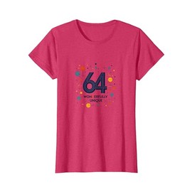 64 and Wonderfully Unique Birthday Gift for Seniors T-Shirt, Women, Red Heather