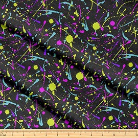 Fabric by The Yard [ 58" inches x 1 Yard ] Decorative Fabric for Sewing Quilting Apparel Crafts Home Decor Accents (Neon Splatter Pattern)
