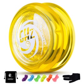 YOSTAR JoJo Children's D1 GHZ, Looping Responsive Yoyo with Glitter, Easy to Play Jo Yo for Children and Beginners, Durable Plastic Yo-yo for 2a Trick, with 6 Extra Strings, Glove, Bag (Yellow)