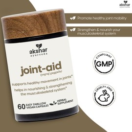 AKSHAR Ayurveda - Joint Aid - Indian Herbal Joint Support Supplement for Occasional Mobility Relief of Knee, Back, Hands - Vegan Cruelty-Free Muscle and Joint Supplements (Pack of 1 (60 Count - A))