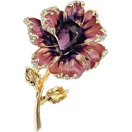 Flower Brooch Vintage Elegant Crystal Brooch Rhinestone Flower Collar Brooch Floral Badge Lapel Pin Women's Clothing Dress Ornament Brooch Jewellery, Metal