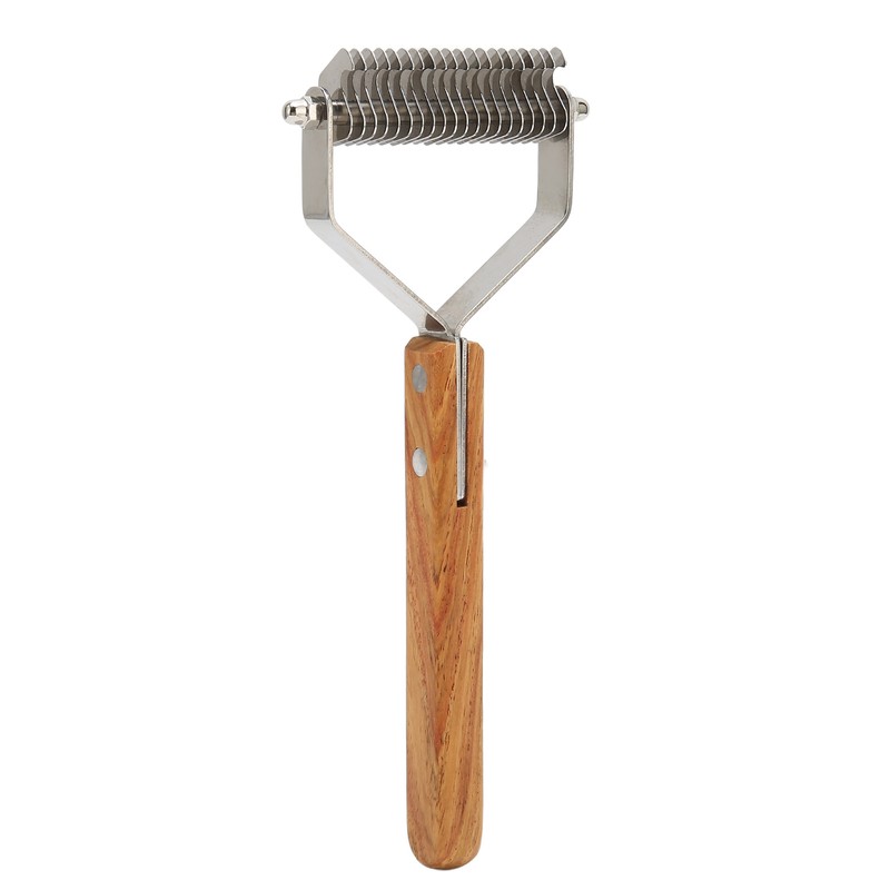 Pet Undercoat Rake Brush Double Sided Knots Removal Massage Wood