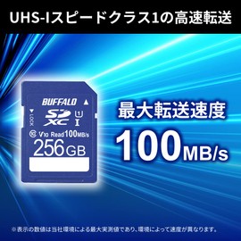 Buffalo SD Card 256GB 100MB/s UHS-1 Speed Class 1 Supports VideoSpeedClass 10 IPX7 Full HD Data Recovery Service RSDC-256U11HA/N