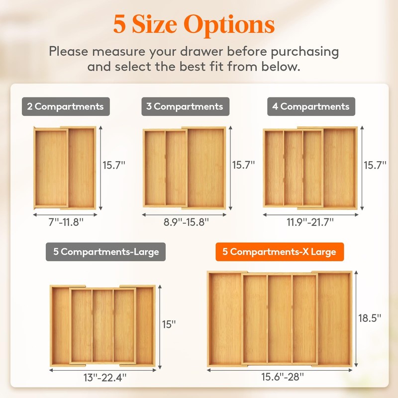 Lifewit Utensil Organizer for Kitchen Drawer, Expandable Cooking Utensil Tray,