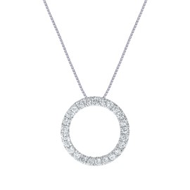 Circle Diamond Necklace For Women | 1/2 CTTW Real White Gold Plated 925 Sterling Silver Lab Made Diamond Pendant Necklace | Ideal Gift for Ladies of all Ages