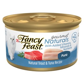 Purina Fancy Feast Grain Free Wet Cat Food Pate Gourmet Naturals Trout and Tuna Recipe - (Pack of 12) 3 oz. Cans