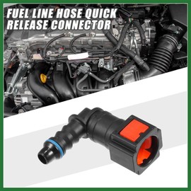 Motoforti Car Fuel Line Hose Quick Release Connector 90 Degree 1/4" 6.3mm SAE to 1/4" 6mm Disconnect Hose Plastic Red (Set of 2) Long-Lasting