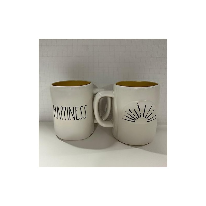 Rae Dunn HAPPINESS Mug - yellow inside - Ceramic