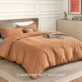 Bedsure Duvet Cover King Size - Soft Double Brushed Bedding Set for Kids & Adults, Zipper Closure, 3 Pieces, Includes 1 Duvet Cover (104"x90") & 2 Pillow Shams, NO Comforter, Burnt Orange