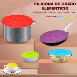 U Chef Juego de 5 Tapas de Silicona, Cubierta para Alimentos, Cubierta para Salpicaduras de microondas, Tapas Elásticas Reutilizables y Resistentes al calor