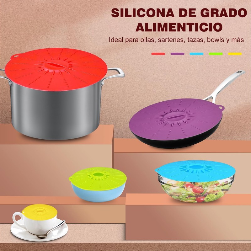 U Chef Juego de 5 Tapas de Silicona, Cubierta para
