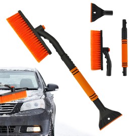 Hyran Car Ice Scraper with Broom Ice Scraper Car Removable and Foldable Brush Head 360 Degree Rotatable Windscreen Scraper Car Ice Scratch Car Winter Accessories