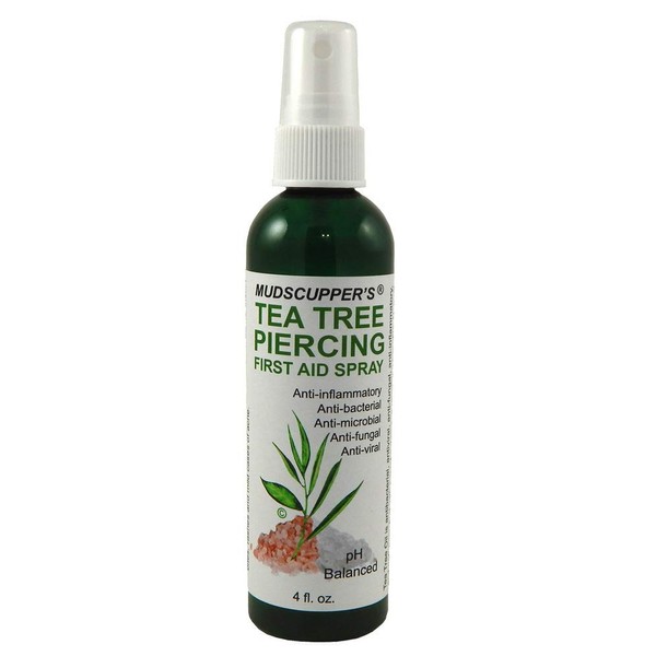 Mudscupper's TEA TREE PIERCING SPRAY ! Piercing Aftercare & Treatment - Safe & Gentle Piercing Care 4 fl. oz.