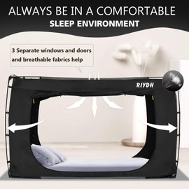 RIYDH Bed Tent Bed Canopy King Size Tents for Adult and Kids- Original Design Portable Dream Tent Indoor Sleeping Tents 80% Blackout with 3 Doors Breathable Big Space Tents