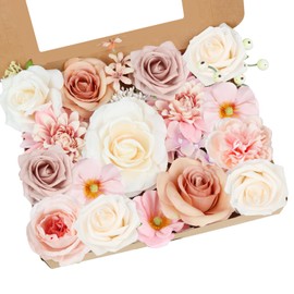 ZTMOIEPZ Artificial Flowers Fake Roses Combo Box Set Silk Flowers with Stems for DIY Wedding Bouquets Table Centerpieces Floral Arrangements Party Home Decorations (Pink Color)