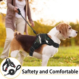 FYY Dog Harness No Pull - Breathable Adjustable Pet Harness Dog Vest Harness With Lead, Reflective Oxford Easy Control Dog Harness with Sturdy Handle for Small Medium Large Dogs S-Camo