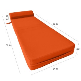 Danfuton Sleeper Chair Folding Foam Beds, Foldable Sofa Bed Sit Sleep 6 x 24 x 70 Orange