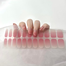 LIFOOST Semi Cured Gel Nail Stickers 22pcs Gel Nail Polish Strips Adhesive Gel Nail Wraps for Home Nails DIY Works with Any Nail Lamp Light