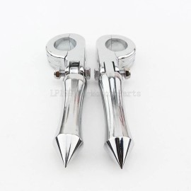 Unbranded Chrome Highway Spiked Foot Pegs Clamps for Harley Touring 1 1/4'' Engine Guard