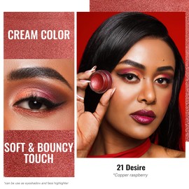 OULAC Cream Eyeshadow, Glitter Raspberry Eyeshadow, Holds Makeup For 12 Hours +, Waterproof and Sweatproof, Crease Resistant, Vegan | 06g, (21) Desire