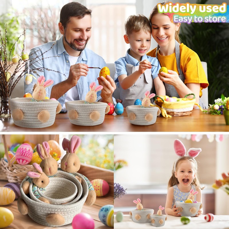 SilverChry Easter basket, Easter egg basket, Easter bunny storage basket,